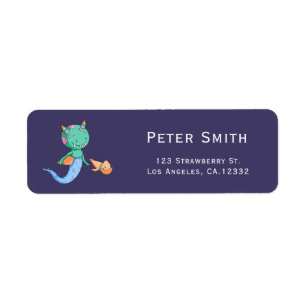 Étiquette Adresse de Retour Enfants Monstre Mermaid Mignon