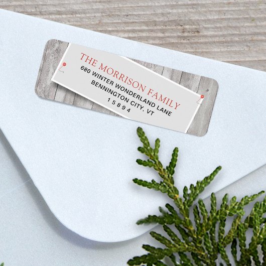 Étiquette Adresse de retour épinglée rustique