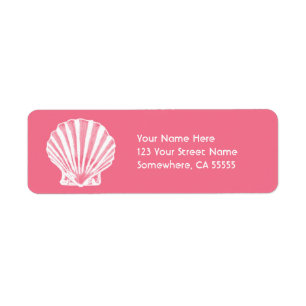 Étiquette Adresse de retour Étiquette//Coquille de mer rose