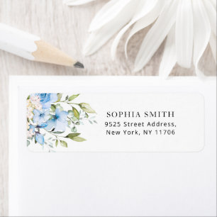Étiquette Adresse de retour eucalyptus floral bleu