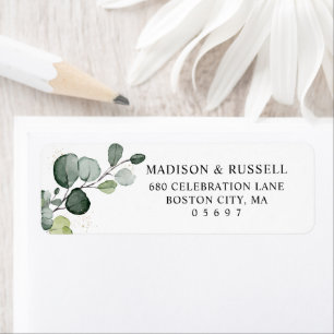 Étiquette Adresse de retour feuilles d'eucalyptus
