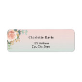 Étiquette Adresse de retour fleur or rose vert (Devant)