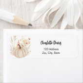 Étiquette Adresse de retour fleur sauvage citrouille rose be (En situation)