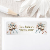 Étiquette Adresse de retour Fleurs de mariage cloches rose b (En situation)