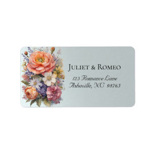 Étiquette Adresse de Retour Fleurs Sauvages Aquarelle