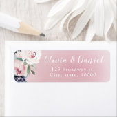 Étiquette Adresse de retour floraison florale florale blush  (En situation)