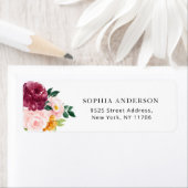 Étiquette Adresse de retour florale automne Bourgogne (En situation)