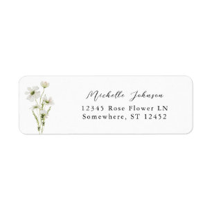 Étiquette Adresse de retour Florale blanche et jaune Étiquet