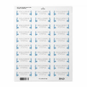 Étiquette Adresse de retour florale bleu et blanc (Feuille entière)