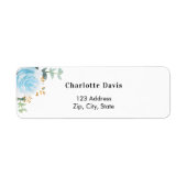 Étiquette Adresse de retour florale bleue (Devant)