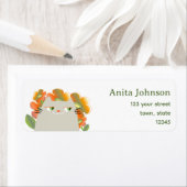 Étiquette Adresse de Retour Florale Chat Mignon (En situation)