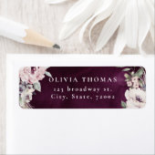 Étiquette Adresse de retour florale de rhum et boho rose pou (En situation)