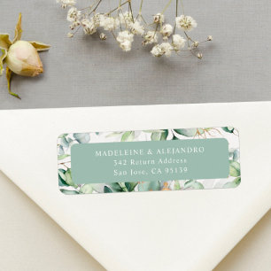 Étiquette Adresse de retour florale élégante eucalyptus