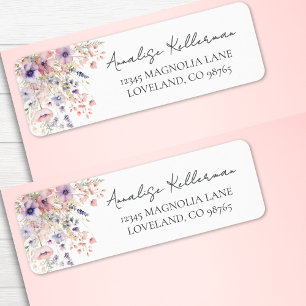 Étiquette Adresse de Retour Florale Fleur Sauvage