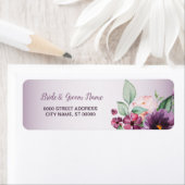 Étiquette Adresse de retour florale géométrique verte violet (En situation)