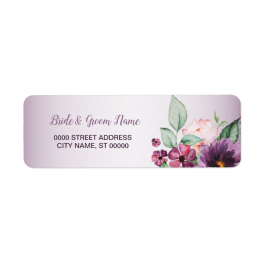 Étiquette Adresse de retour florale géométrique verte violet (Devant)