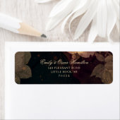 Étiquette Adresse de retour florale gothique boho rouge fonc (En situation)