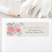 Étiquette Adresse de retour florale peinte à la main (En situation)