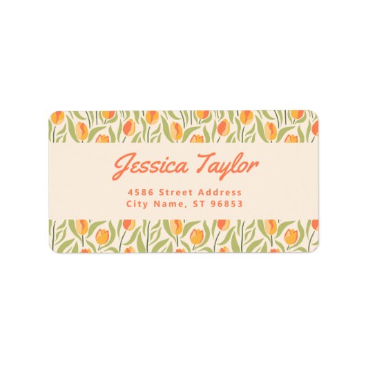 Étiquette Adresse de Retour Florale Rétro Groovy Tulipe (Devant)