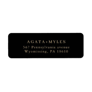 Étiquette Adresse de retour formelle simple noire et or