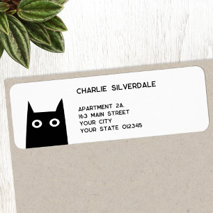 Étiquette Adresse de retour Fun Black Cat