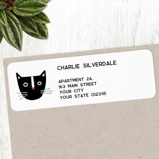 Étiquette Adresse de retour Fun Black Cat