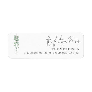 Étiquette Adresse de retour future Mme Eucalyptus Script