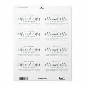 Étiquette Adresse de Retour Future Mr Mrs Script Noir Blanc (Feuille entière)