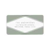 Étiquette Adresse de retour géométrique à couche verte Sage (Devant)