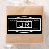 Étiquette Adresse de retour géométrique en noir et blanc (En situation)