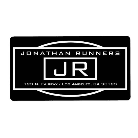 Étiquette Adresse de retour géométrique en noir et blanc (Devant)