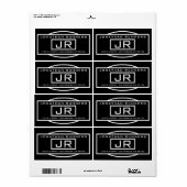 Étiquette Adresse de retour géométrique en noir et blanc (Feuille entière)