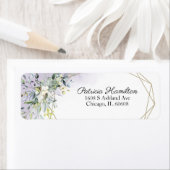 Étiquette Adresse de retour géométrique verdure lavande viol (En situation)