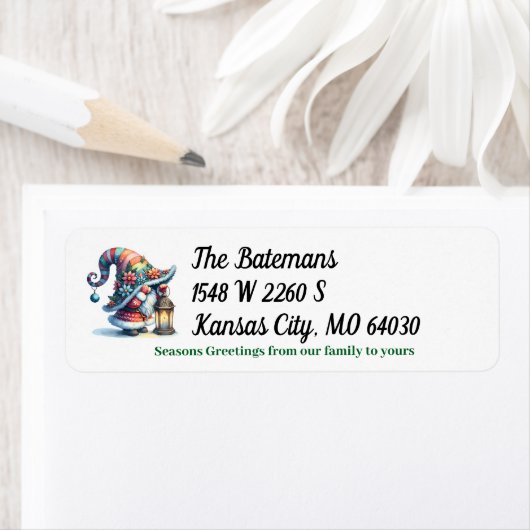 Étiquette Adresse de retour Gnome (En situation)