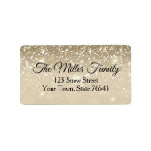 Étiquette Adresse de retour Gold et White Christmas (Devant)