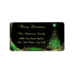 Étiquette Adresse de retour Gold Green Christmas<br><div class="desc">Adressez vos enveloppes avec ce étiquette de adresse de Noël élégant orné de tourbillons vert et or lumineux avec joyeux design texte de Noël sur arrière - plan noir. Simple mais élégant, ce étiquette de retour personnalisé apportera la touche de Noël parfaite à vos invitations et enveloppes correspondantes. Cliquez sur...</div>