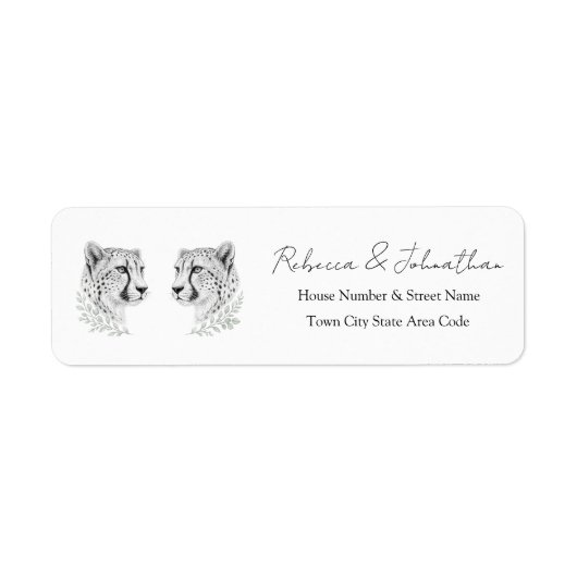 Étiquette Adresse de Retour Guépard | Style Élégant de Faune (Devant)