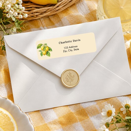 Étiquette Adresse de retour jaune citron