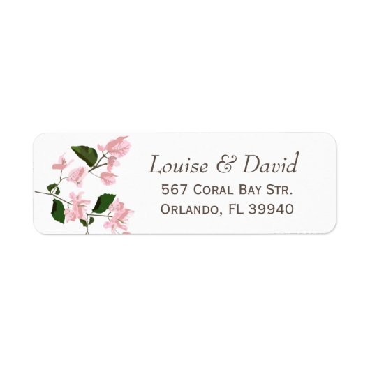 Étiquette Adresse de retour Label avec fleurs de bougainvill (Devant)