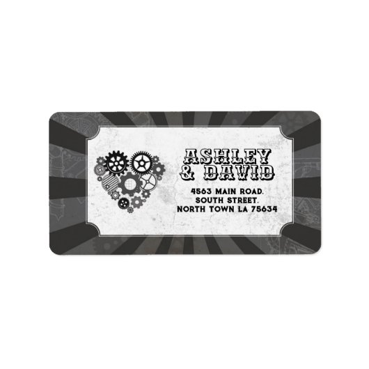 Étiquette Adresse de retour Label Mariage Steampunk Mariage (Devant)