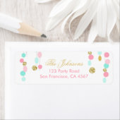 Étiquette Adresse de retour Label Pink Mint Gold parties sci (En situation)