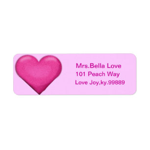 Étiquette Adresse de retour Lables de coeur rose