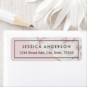 Étiquette Adresse de Retour Marbre Rose et Or (En situation)