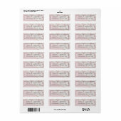 Étiquette Adresse de Retour Marbre Rose et Or (Feuille entière)