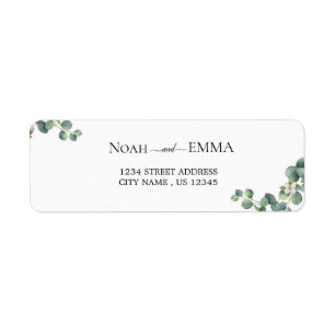 Étiquette adresse de retour mariage de la branche Eucalyptus