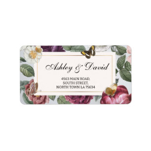 Étiquette Adresse de retour Mariage Fleur papillon floral