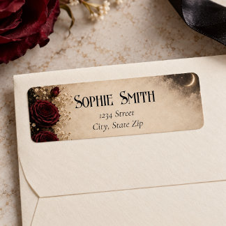 Étiquette Adresse de Retour Mariage Romance Sombre Rose Bour