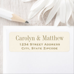 Étiquette Adresse de Retour Mariage Vintage Ivoire Classique
