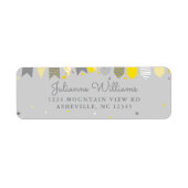 Étiquette Adresse de retour mignon Fête Bannière gris jaune (Devant)