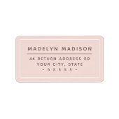 Étiquette Adresse de retour minimale moderne rose pâle (Devant)